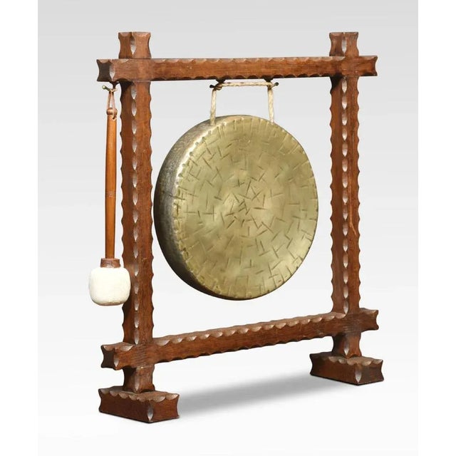 Oak Framed Table Gong, 1890s For Sale - Image 4 of 4
