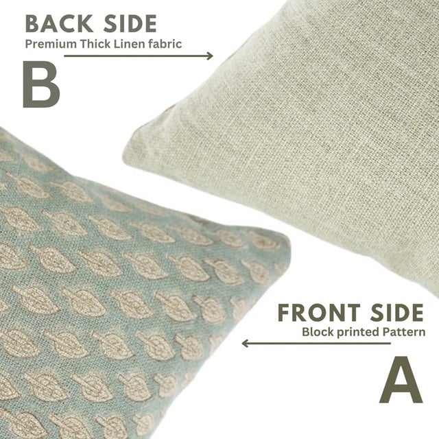 Fabdivine Block Printed Cushion Cover 20x20 Inch Thick Linen- For Sale - Image 4 of 5