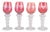 Bohemian Crystal Red Wine Glasses with Flowers and Grapes Motif, 1940s, Set of 4 For Sale