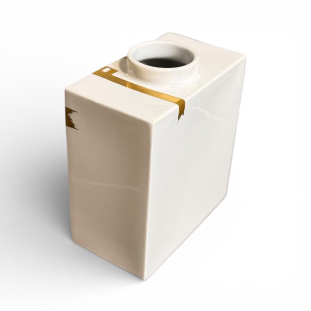 1990s KPM Berlin Vintage Vase With Gold Accents With Blue Bold Geometric ModernIn - Design by Trude Petri Signed For Sale - Image 5 of 10