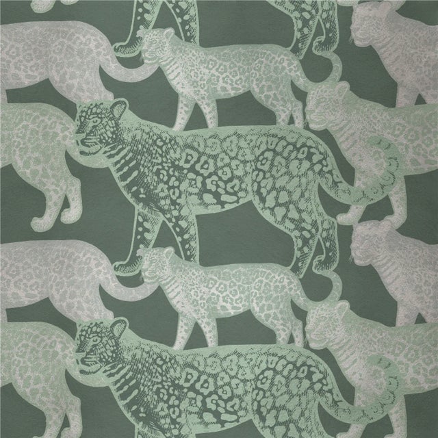 Contemporary Walking Leopards 4 Fabric Wall Covering by Chiara Mennini for Midsummer-Milano For Sale - Image 3 of 3
