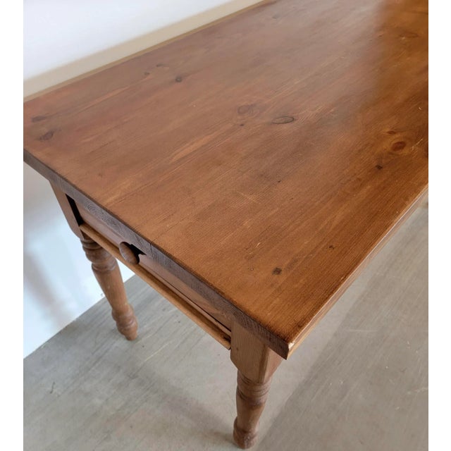 Five Foot Farm Table With 2 Drawers Made by a Master Craftsman Utilizing Reclaimed Wood - From England For Sale - Image 4 of 13