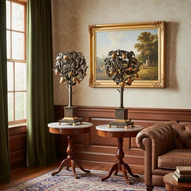 1990s Pair of Italian Gilt and Mixed Metal Lemon Topiaries Quantity For Sale - Image 5 of 6