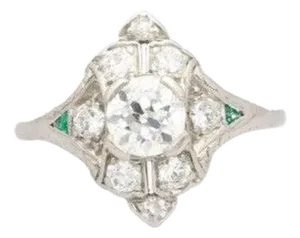 1930s Vintage Art Deco 1 CTTW Old Euro Cut Diamond Ring in Platinum 900, Size 6