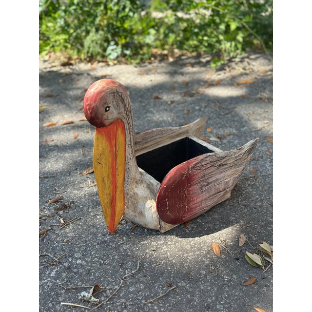 Red Vintage Wooden Pelican Magazine Rack For Sale - Image 8 of 12