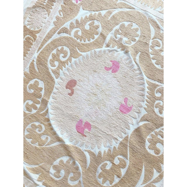 1960s Bohemian Suzani Tablecloth From Bukhara 4'8'' X 5'1'' For Sale - Image 5 of 9