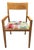 Mid Century Modern Teak Arm Chairs, Upholstered Seat, Tapered Legs, Minimalist Design For Sale