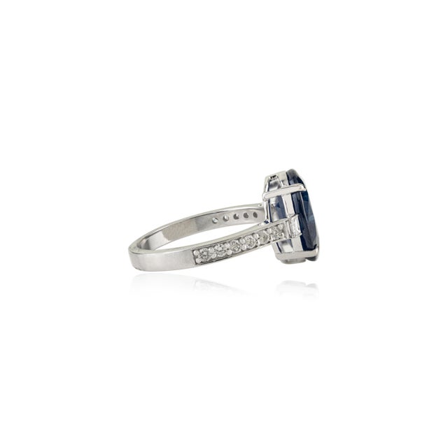 Not Yet Made - Made To Order Certified 5 Carat Natural Blue Sapphire Cocktail Ring With Diamonds in 18k Gold Size 6 For Sale - Image 5 of 15