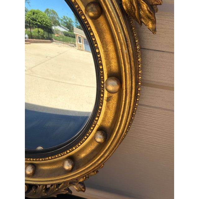 Antique 19th Century American Federal Giltwood Eagle Bullseye Convex Mirror For Sale In South Bend - Image 6 of 11
