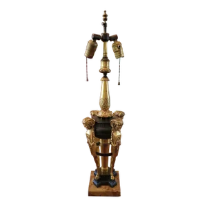 Antique E F Caldwell Style Gilt Bronze Marble Figural Lamp