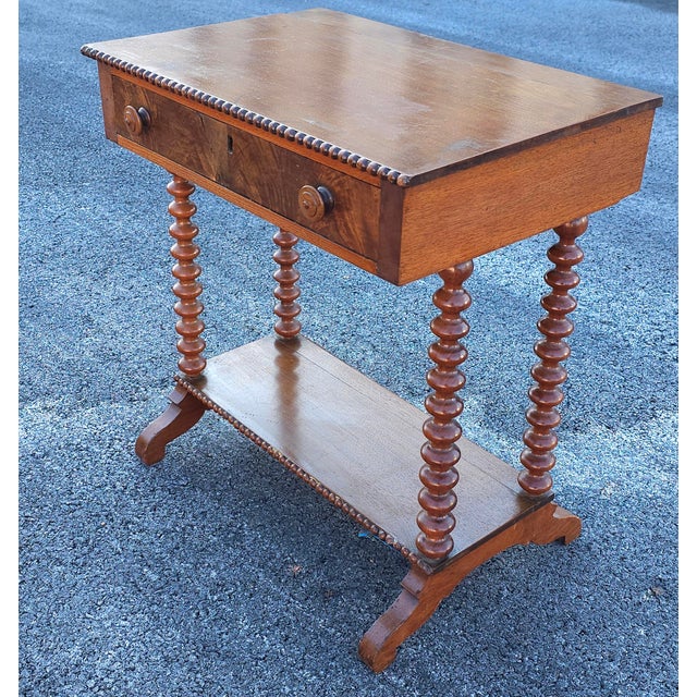 Early 20th Century Mixwood Fruitwoods Bobbin Turned Work Table For Sale - Image 4 of 11