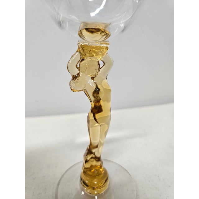 Glass Early 20th Century Cambridge Glass Company Amber Nude Cocktail Glasses -Set of Four For Sale - Image 7 of 11