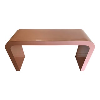 Mid-Century Modern Lacquered Pink Waterfall Console Table For Sale