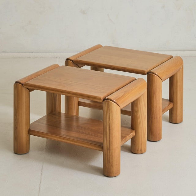 Brown French Elm End Table by Atelier Chauvin, 1970s - 2 Available For Sale - Image 8 of 11