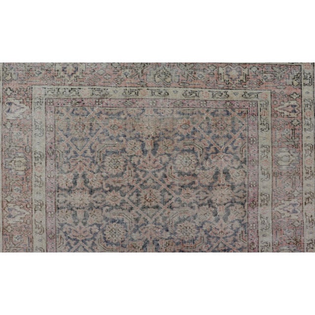 Antique Persian Malayer Rug in Variegated Gray-Blue, Cream and Soft Pink For Sale - Image 4 of 11