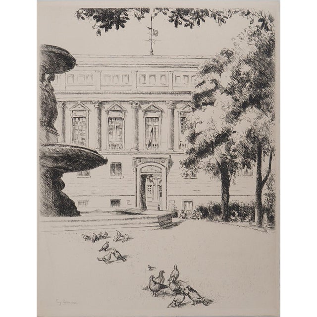 Eugene Corneau, Garden of the National Library, Engraving For Sale - Image 8 of 8
