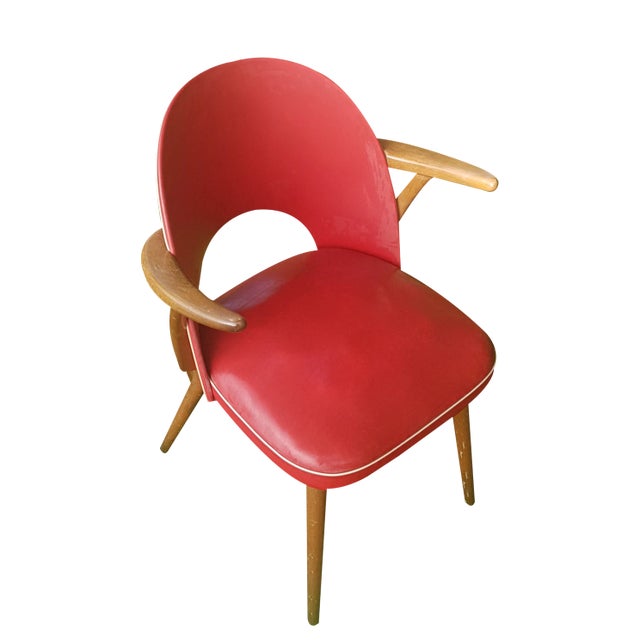 Red 50s Rockabilly Chair with Armrests, 1950s For Sale