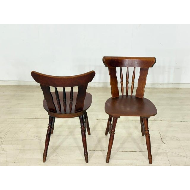 Brown Vintage Country Style Wooden Dining Chairs, Set of 4 For Sale - Image 8 of 11