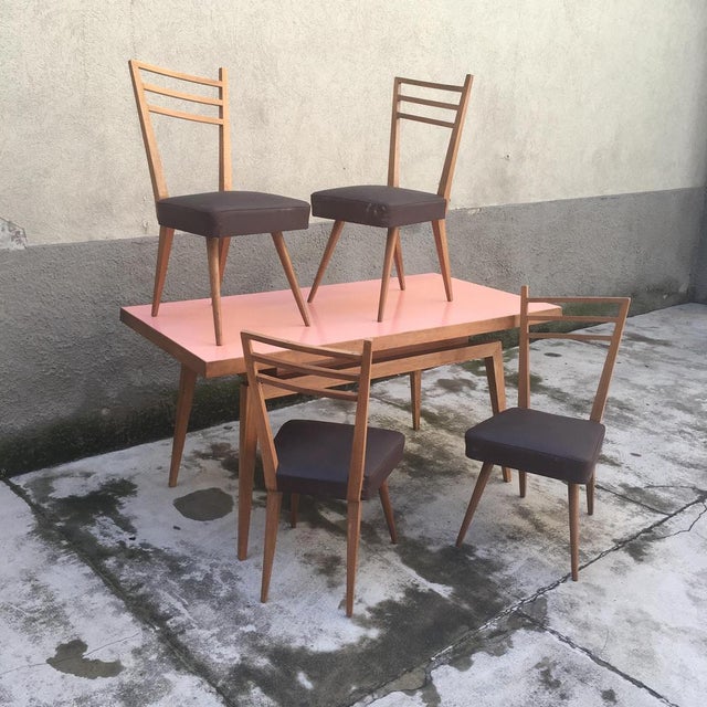 Italian Handcrafted Dining Table and Chairs, 1960s, Set of 6 For Sale - Image 6 of 12