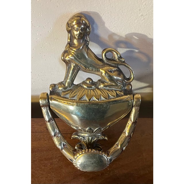 Metal Antique 19th Century English Regency Brass Sphinx Door Knocker From London Townhouse For Sale - Image 7 of 11
