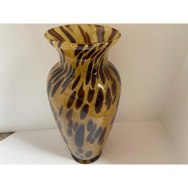 1980s 1980s Italian Art Glass Maestri Vetrai Tortoise Pattern Vase For Sale - Image 5 of 11