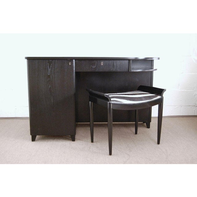 1940s Swedish Art Moderne Black Writing Desk With Zebra Hair Hide For Sale - Image 5 of 9