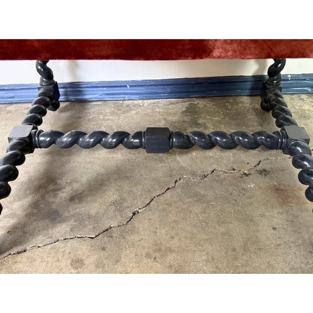 19th Century Spanish Baroque Armchairs in Ebonized Wood and Velvet For Sale - Image 10 of 13