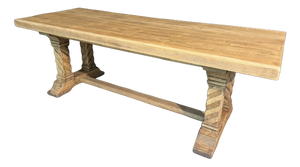 French Oak Farmhouse Dining Table, 1920s