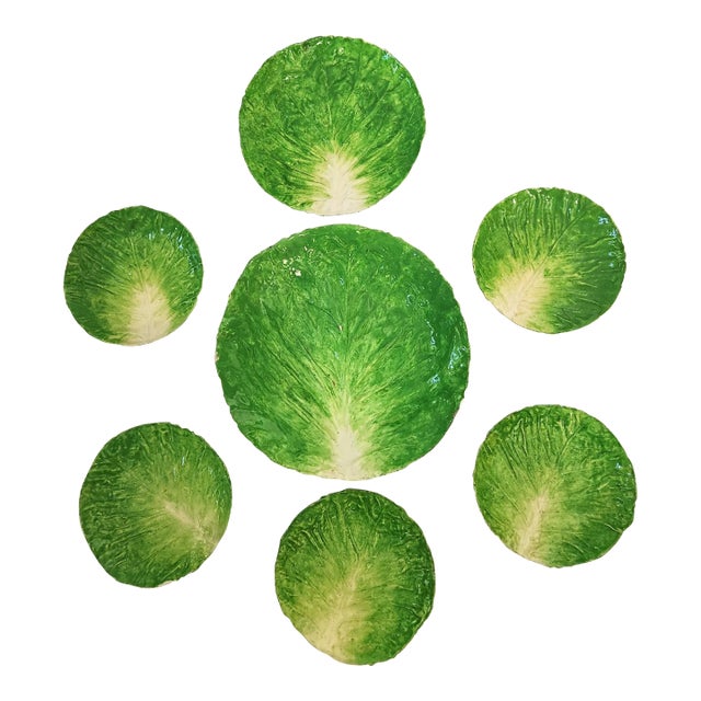 Antique Late 19th Century E B Napoli Napoliware Lettuceware - 7 Piece Set For Sale