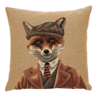 Mr Frank Fox Tapestry Cushion With Feather Filler - 46x46cm (18"x18") For Sale