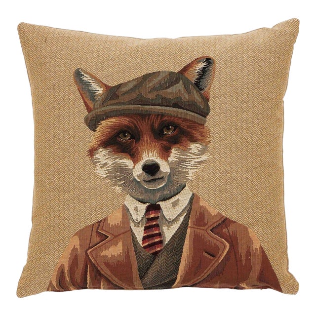 Mr Frank Fox Tapestry Cushion With Feather Filler - 46x46cm (18"x18") For Sale
