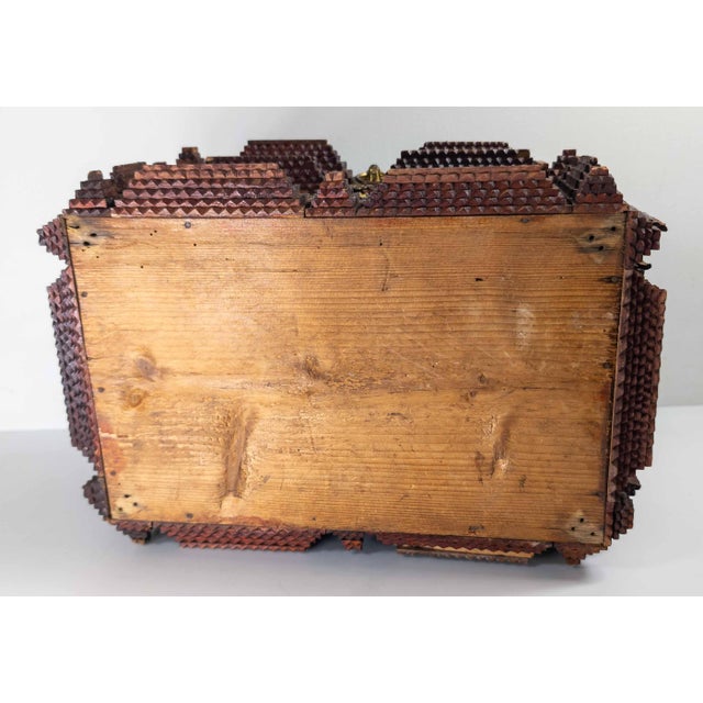 19th Century American Folk Art Tramp Art Casket Box With 1891 Date For Sale - Image 13 of 13