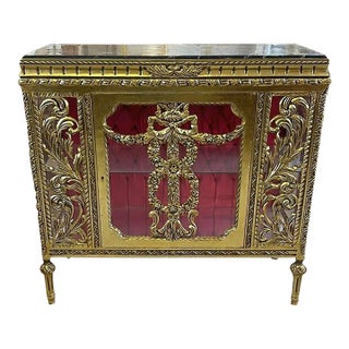 1980s French Louis XVI Style Glass Cabinet Vitrine For Sale