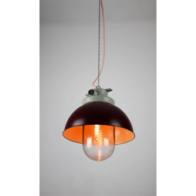 Vintage Burgundy Industrial Pendant Lamp from TEP For Sale - Image 9 of 13