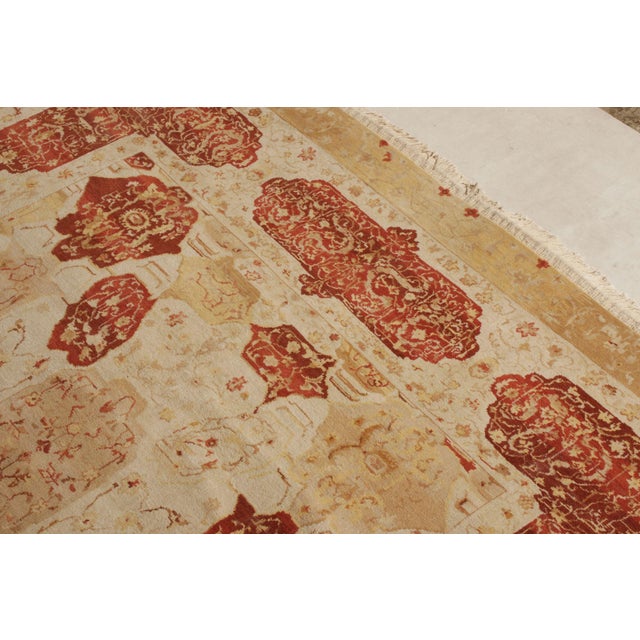 Rug & Kilim 2010s Rug & Kilim’s Classic Agra Style Rug in Beige-Brown and Red Floral Cartouches For Sale - Image 4 of 6