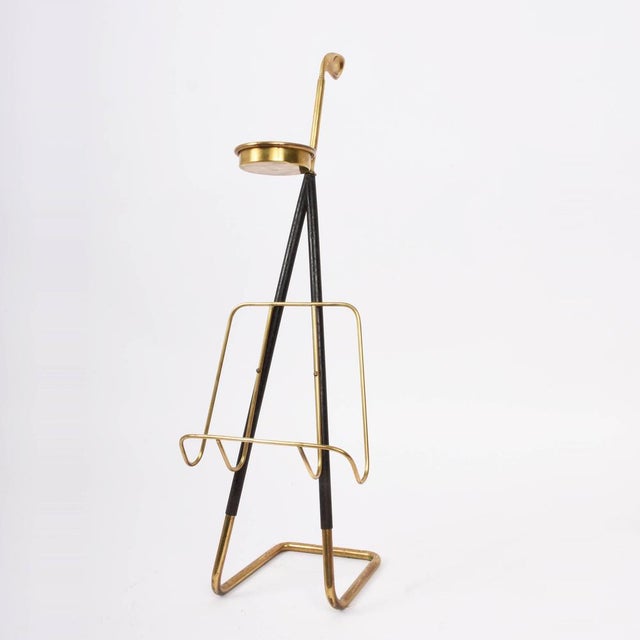 Mid-Century Austrian Brass Magazine Rack with Ashtray, 1950 For Sale - Image 4 of 10