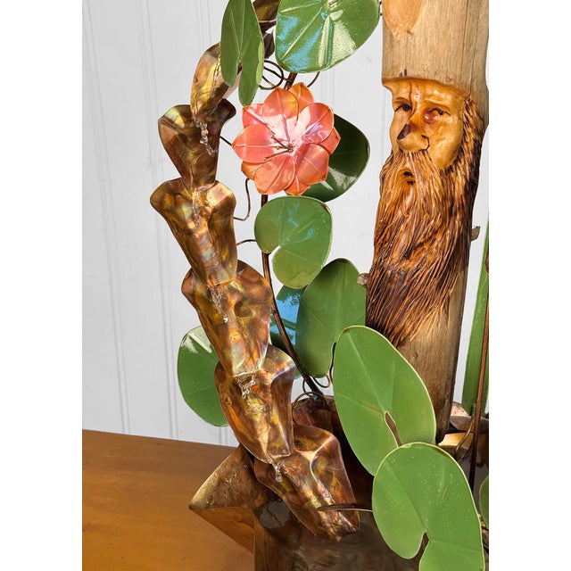 Copper Outsider Folk Copper Art Garden Indoor Water Fountain W/ Live Edge Log For Sale - Image 8 of 12