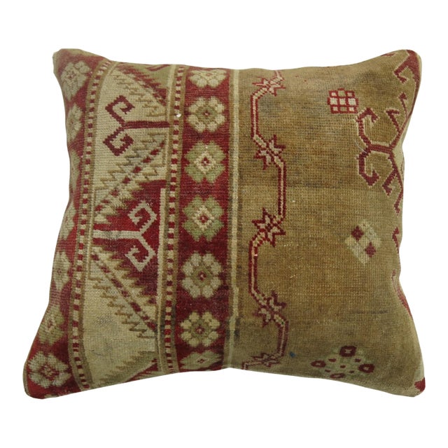 Camel Red Turkish Pillow rug no. p3281 For Sale