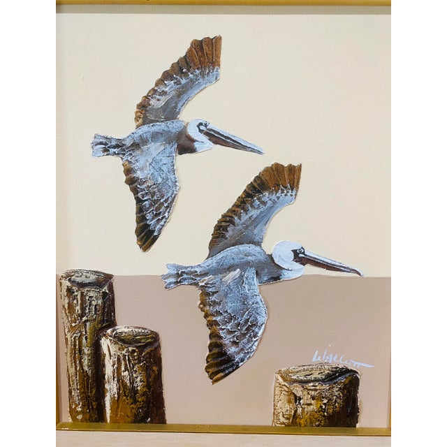 Frank Walcutt a of Pair Pelican Oil on Canvas Painting, Signed Circa 1970s For Sale In Miami - Image 6 of 12