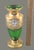 Vintage Bohemian Heavily Gilded High Enamel Floral Green Crystal Art Glass Vase For Sale - Image 6 of 11