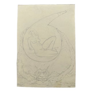 Carl Heinz Berberich, Nude, Devil Fries the Naked Vulva in the Glass Flask of Sin to…, Pencil on Paper For Sale