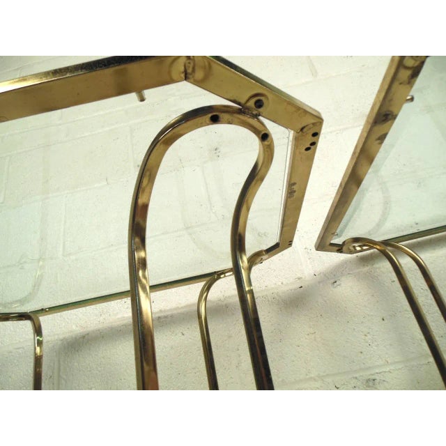 Mid-Century Modern Mid-Century Brass Tulip Form End Tables - a Pair For Sale - Image 3 of 8