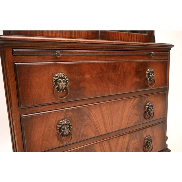 Brown Antique Georgian Bookcase Cabinet, 1950 For Sale - Image 8 of 10