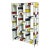 Exposed double-sided bookcase, entirely handmade, with wooden structure covered in multicolored glass (Mondrian style);...