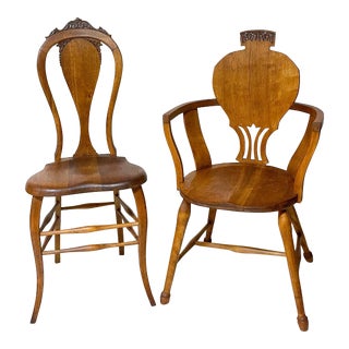 Late 19th Century Set of Two Antique Cherry Chairs For Sale