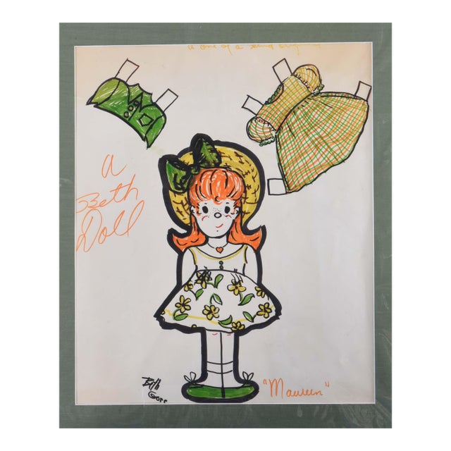 1990s Original "Beth Doll" Hand-Drawn Paper Doll Set – "Maureen" by Beth Gore For Sale