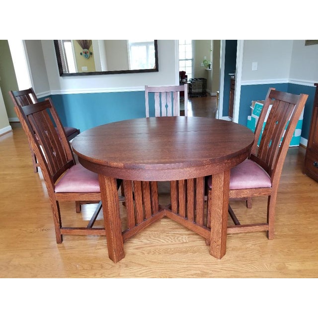 Arts and Crafts Villageois Mission Oak Dining Set 7 Pieces Chairish