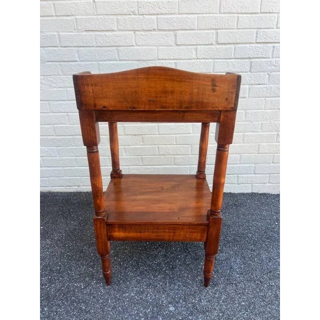 Rustic 19th Century Antique Federal Style Solid Yellow Pine 2 Tier Washstand Bedside Table. For Sale - Image 3 of 12