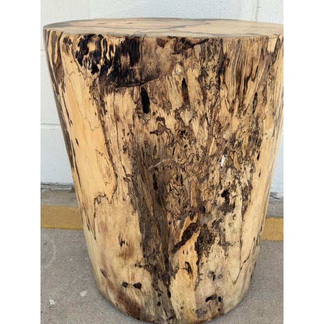 Stylish Organic Modern Natural Wood Accent Table/Stool, showroom floor sample