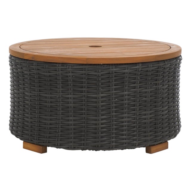 Anguilla Wicker Storage Outdoor Coffee Table, Dark Grey For Sale